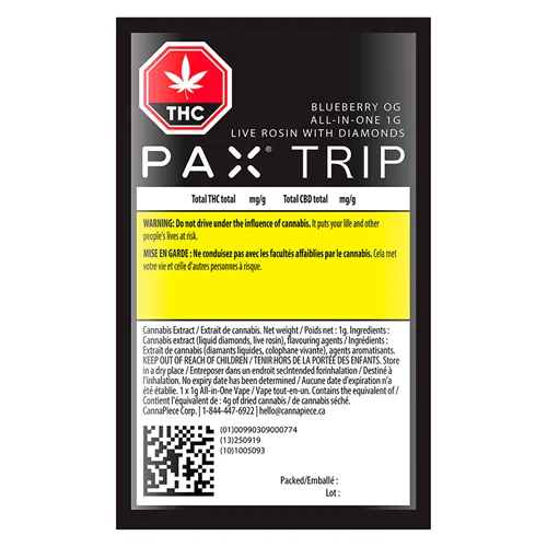 Trip Blueberry OG Live Rosin with Diamonds AIO - PAX - Disposables
