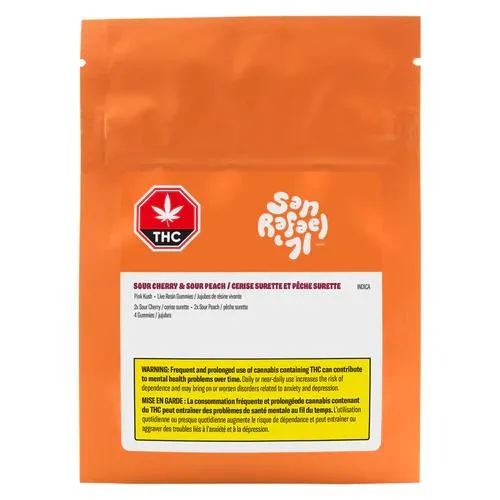 Sour Cherry and Peach Live Resin Soft Chews - San Rafael '71 - Gummies