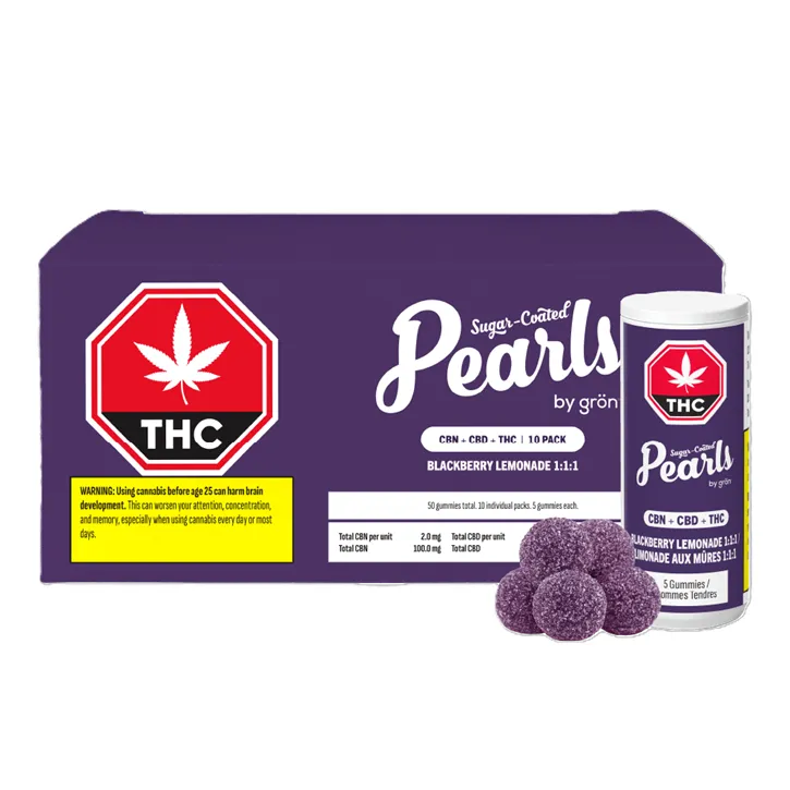Blackberry Lemonade 1:1:1 CBN/CBD/THC - Pearls - Gummies 100mg THC