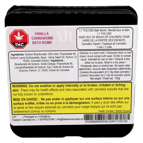 Vanilla Cannabomb - Alt Cosmetics - Infused Bath