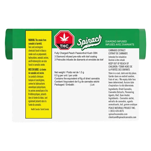 Product image of Fully Charged Peach Passionfruit Kush CBN - Spinach - Infused Joints