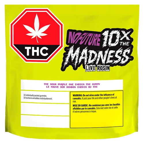 10x the Madness: The Sour Purple One Live Rosin Indica - No Future - Gummies