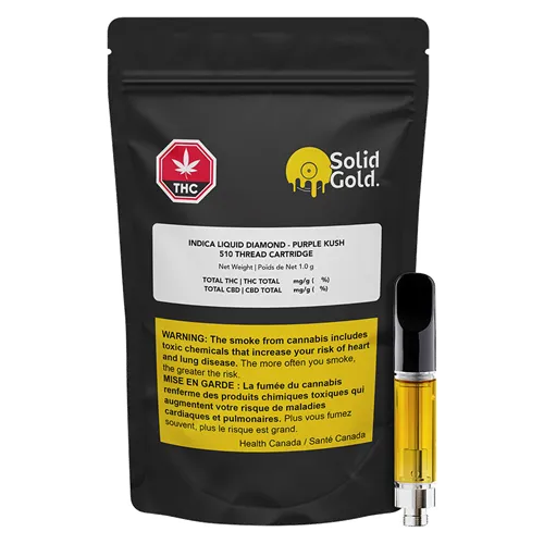 Indica (Purple Kush) Liquid Diamonds - Solid Gold - 510 Cartridges