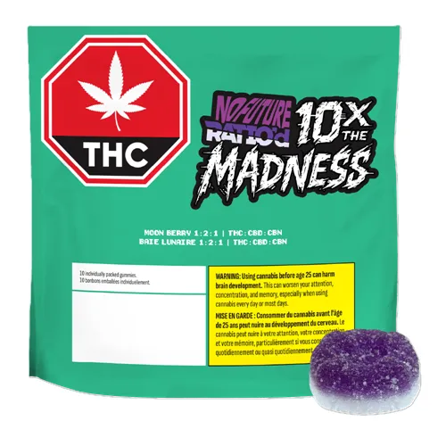Product image of 10x the Madness: Ratio'd Moon Berry 1:2:1 THC/CBD/CBN - No Future - Gummies