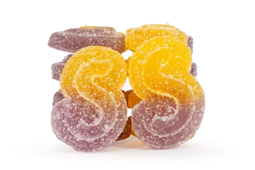 Product image of Fully Blasted Peach Passionfruit 1:1 CBN THC - Spinach - Gummies