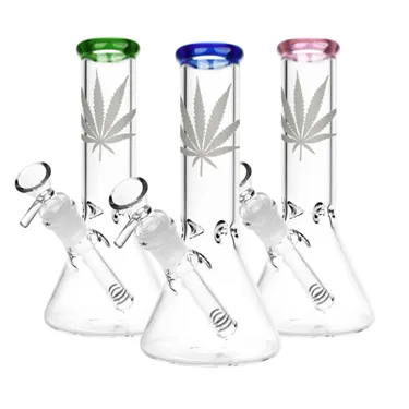 Product image of Silver Hemp Leaf, Glass Beaker Water Pipe