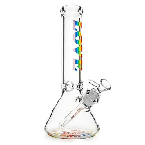 Product image of Red Eye Glass, 12" Rainbow Love Beaker Base Water Pipe