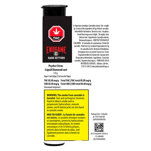 Hard Hitters Psycho Citrus Liquid Diamond - Endgame - 510 Cartridges