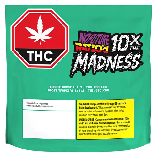 10X the Madness: Ratio'd Tropic Boost 1:1:2 THC/CBD/CBG - No Future - Gummies
