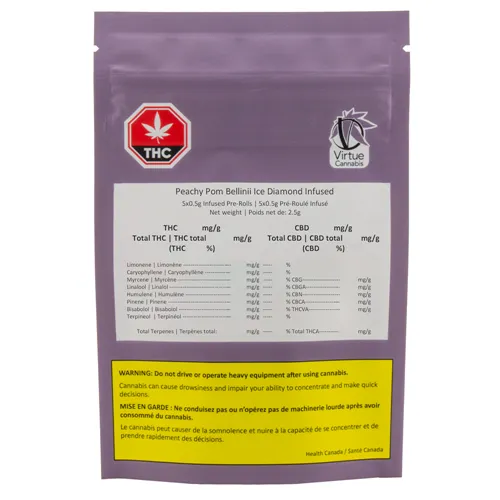 Peachy Pom Bellinii - Virtue Cannabis - Infused Joints
