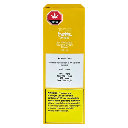 2:1 THC:CBG Groove Drops Citrus - Tytan Dope Drops - Ingestible Oils