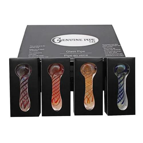 Product image of Genuine Pipe Co, 4" Fumed Striped Glass Pipe