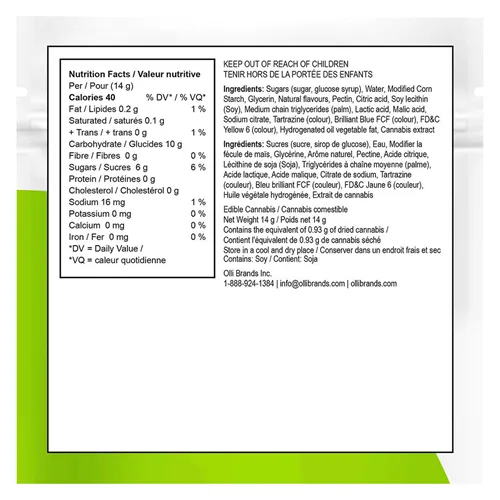 Sour Kiwi & Mango THC/CBG/CBD - Olli - Gummies