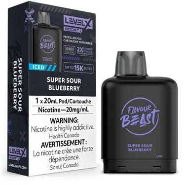 Product image of Super Sour Blueberry Iced - Flavour Beast x Level X G2 Boost - Pod