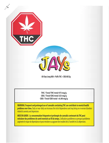 All-Day-Long 800+ Puffs THC + CBG AIO - JAYS - Disposables
