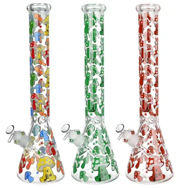 Product image of 18" 14mm Glow Mushroom Beaker Water Pipe