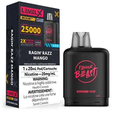 Product image of Ragin' Razz Mango Iced - Flavour Beast x Level X G2 Boost - Pod