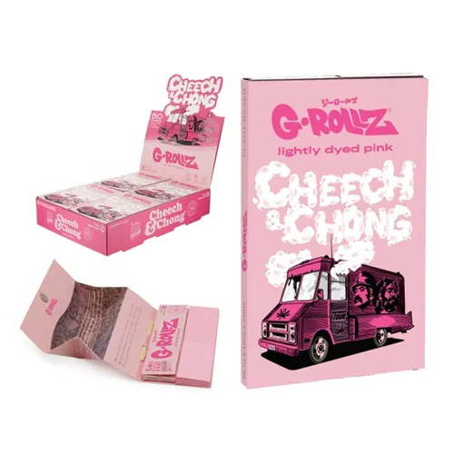 Product image of G-Rollz x Cheech & Chong, Tour The Bus Pink Rolling Papers w/ Tips