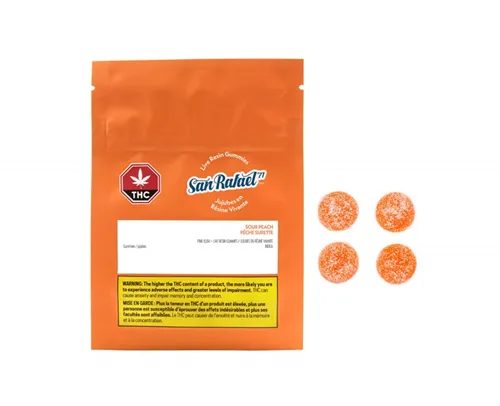 Product image of Sour Peach Live Resin Gummies - San Rafael '71 - Gummies