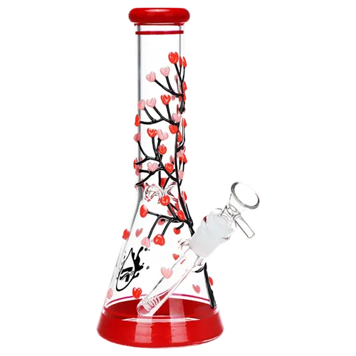 Pulsar, Branching Hearts Glow in Dark Beaker Glass Water Pipe
