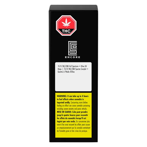 15:15 THC/CBD Full Spectrum + Olive Drops - Encore - Ingestible Oils