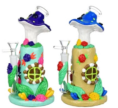 Product image of 9" Flower & Shroom Cottage Glow Water Pipe
