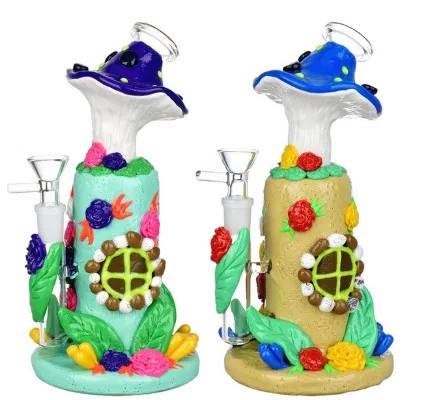 Product image of 9" Flower & Shroom Cottage Glow Water Pipe