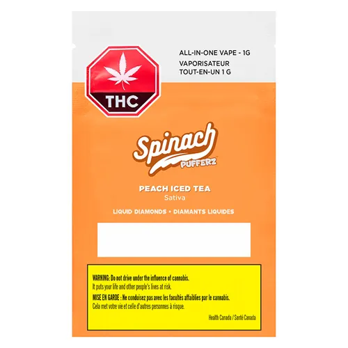 Pufferz Peach Iced Tea Liquid Diamonds AIO - Spinach - Disposables