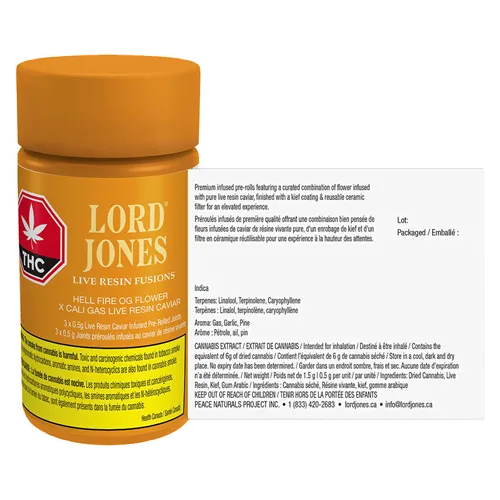 Hell Fire OG X Cali Gas Live Resin Fusions - Lord Jones - Infused Joints