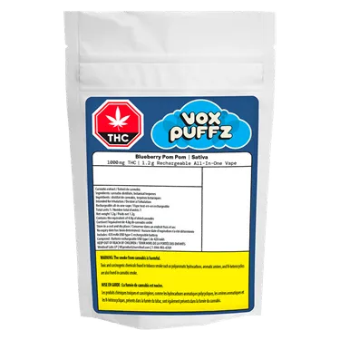 Product image of Blueberry Pom Pom 1000 - Vox Puffz - 510 Cartridges