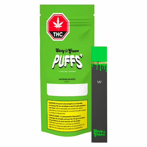 sticky greens disposable vape Watermelon Bitez - - Disposables 88% THC, 0-20% CBD vape skin Choose Flavor:Winter Mint foger vape charging dock