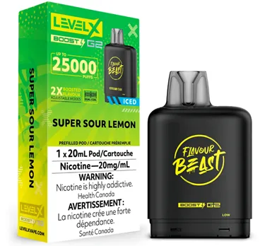 Product image of Super Sour Lemon Iced - Flavour Beast x Level X G2 Boost - Pod
