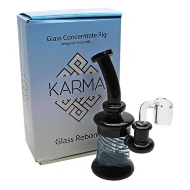 Product image of Karma, Bent Neck Black and Worked Glass Concentrate Rig with Banger