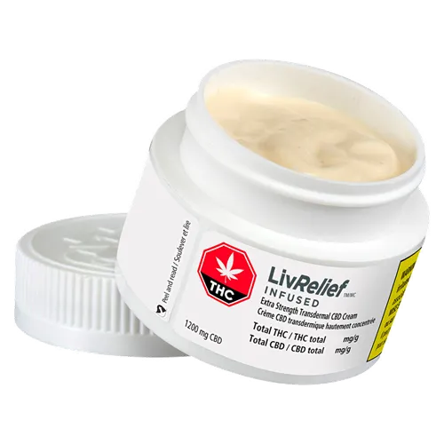Product image of CBD 1200 Extra Strength Transdermal Cream - LivRelief Infused - Infused Body