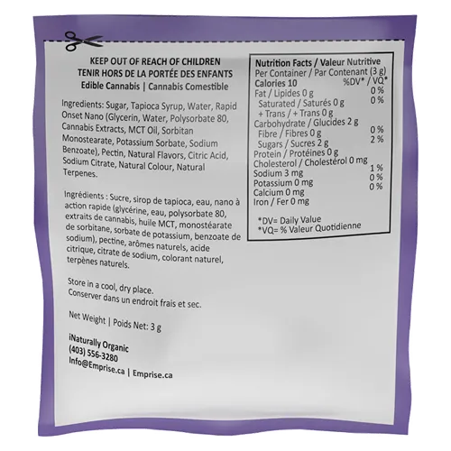 Grape 10 mg THC Sativa - Emprise Rapid - Gummies