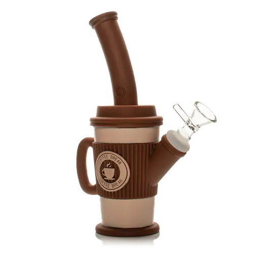 Product image of LIT Silicone, 8" Tall Coffee Cup Water Pipe W/Glass Bowl