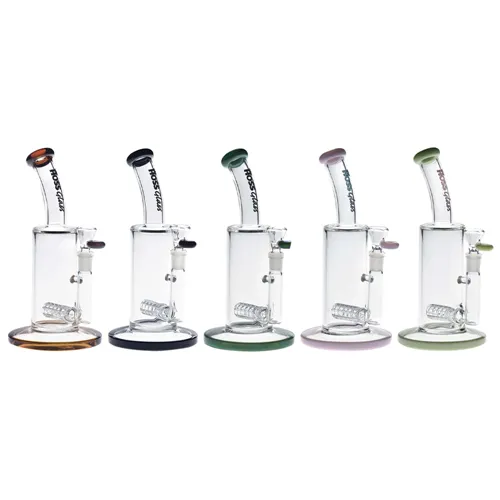 Product image of Hoss, 9" Tube Grid Perc Bubbler, Assorted Colours