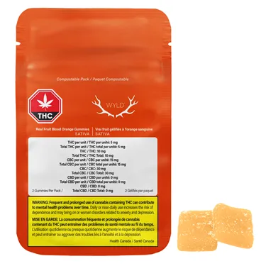 Product image of Real Fruit Blood Orange 3:1 CBC:THC Sativa - Wyld - Gummies - 2 x 5mg