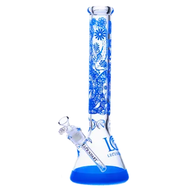 Product image of Legendary, 16" 7mm Floral Mist Beaker Bong, Blue