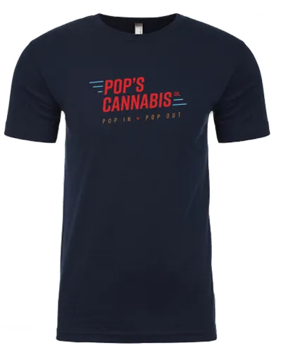 Product image of Pop's Cannabis, Blue Womens T-Shirt w/ Red Logo