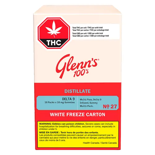 No.27 100's Distillate Delta 9: White Freeze Carton - Glenn's - Gummies