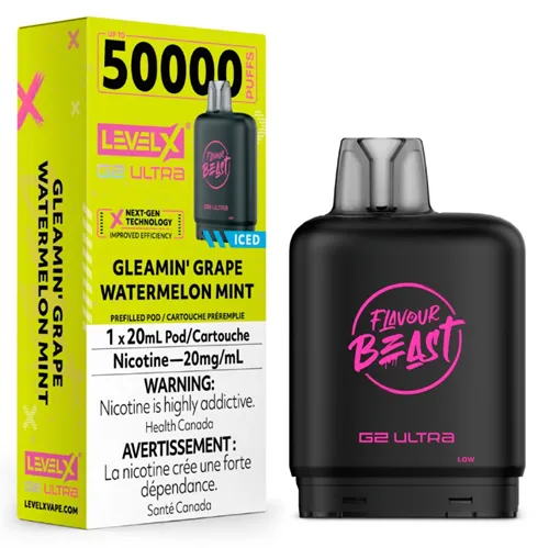 Product image of Gleamin' Grape Watermelon Mint - Flavour Beast x Level X G2 Ultra - Pod