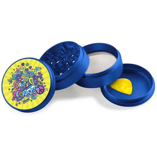Product image of Beamer, 4pcs 63mm Grinder with Guitar Pick and Etended Middle Chamber, 70s Loving Design