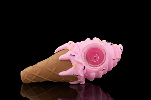 LIT Silicone, 5" Ice Cream Cone Hand Pipe w/ Glass Bowl