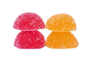 Product image of Sour Cherry and Peach Live Resin Soft Chews - San Rafael '71 - Gummies