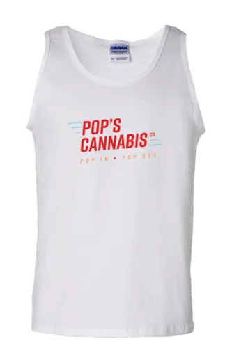 Product image of Pop's Cannabis, White Tank Top w/ Red Logo