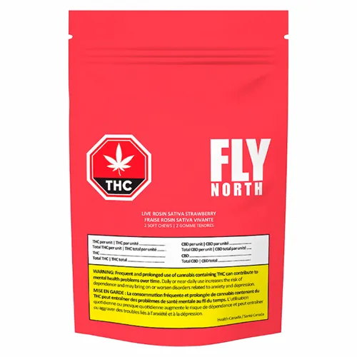 Live Rosin Sativa Strawberry - FLY NORTH - Gummies