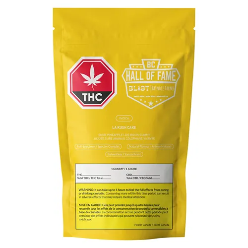 Full-Spectrum Sour Pineapple LA Kush Cake Live Rosin - BLAST - Gummies