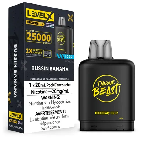 Product image of Bussin' Banana Iced - Flavour Beast x Level X G2 Boost - Pod