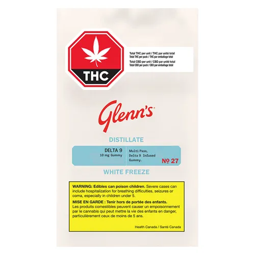 No.27 100's Distillate Delta 9: White Freeze Carton - Glenn's - Gummies